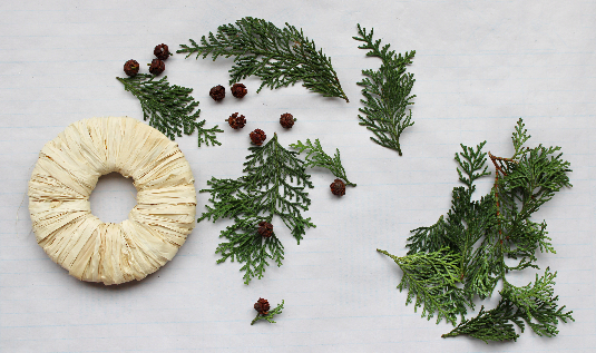 ヒノキのミニリースの作り方・材料