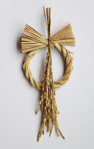 稲穂としめ縄リースベースで作る正月風飾り（作り方・材料）