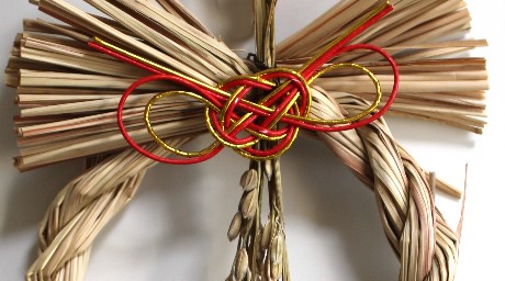 稲穂としめ縄リースベースで作る正月風飾り（作り方・材料）