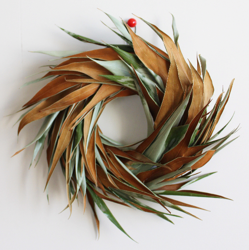 グレヴィリアゴールドのリース：ピンで固定するタイプ　作り方・材料