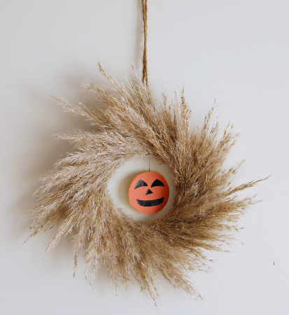 パンパスのミニリースをハロウィン仕様にしてみた