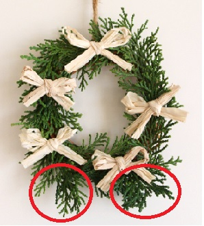 ヒノキとラフィアリボンのミニリースの作り方・材料