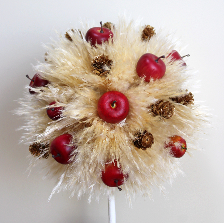 パンパスとリンゴのトピアリ(作り方・材料)