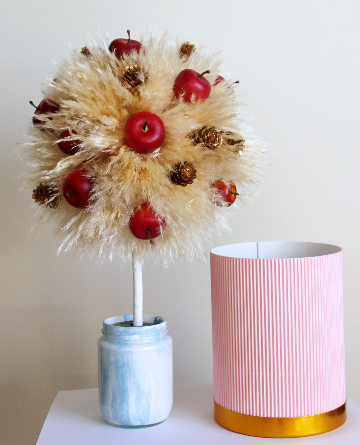 パンパスとリンゴのトピアリ(作り方・材料)